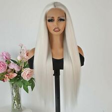 Parrucca BIANCA bionda platino HD pizzo anteriore misto capelli umani biondo liscio lungo