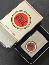 Zippo Lucky Strike Logo Accendino Vintage Limited Argento 1997 con Custodia Mai Usato GIAPPONE