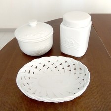 Mulino Bianco Paniere Fruttiera Cestino Ovale + 2 x Biscottiera Ceramica Vintage