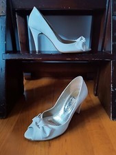 Sandali aperti opentoe peeptoe décolleté ballo ecopelle bianca 37 tacco9(25*7,5)