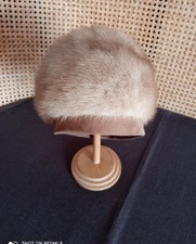 Cappello Vintage In Pelliccia Di Visone E Pelle