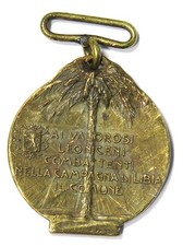 MEDAGLIA AI VALOROSI LEONICENI CAMPAGNA DI LIBIA 1911 1912 COMUNE LONIGO VICENZA