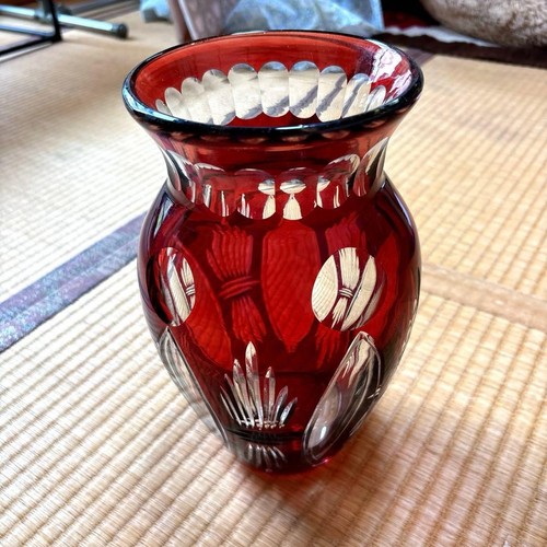 Vaso fiori vetro rosso - vaso,