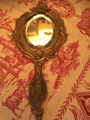 Specchio mano bronzo dorato - a,