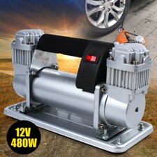 Pompa Doppio Cilindro Metallo Resistente Compressore Aria Gonfiatore Pneumatici Auto 480W 12V