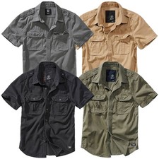 Brandit Vintage Shirt Maniche Corte S-7XL Lavoro Camicia Freizeithemd Lavato