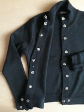 Cardigan donna in maglia di pura lana nera con bottoni automatici Charlott tg.S