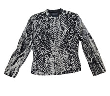 GIORGIO ARMANI Giacca Donna Lana Animalier Nero e Bianco Taglia 44 Usato