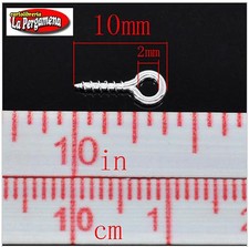 50 Viti tono argento 10x4mm colore ARGENTO con occhiello