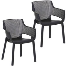 2x Sedie da Giardino Impilabili 80cm Terrazzo Balcone Grigio