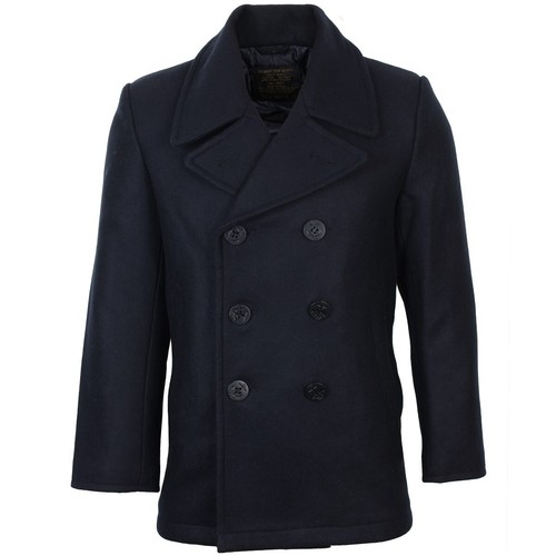Dark blue navy pea coat - blue,