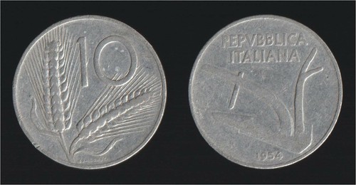 Lire 1954 spighe aratro - 1954,