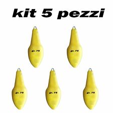 5 Piombi 75 Grammi Pera Gialli Pesca Mare Bolentino Surf Casting Piombo Giallo