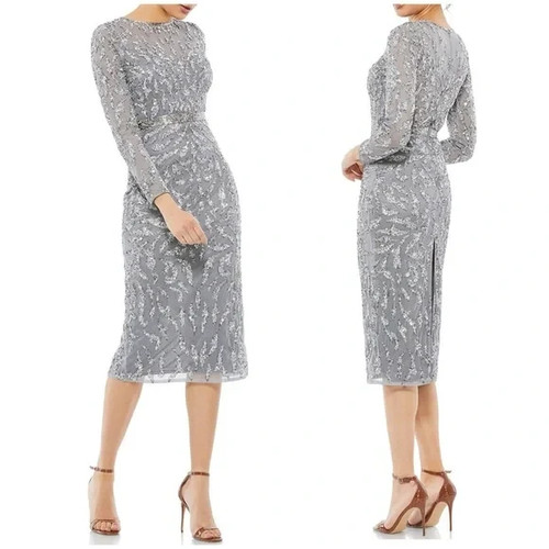 Abito midi mac duggal platino - duggal,