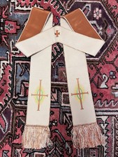 STOLA FRANCESE IN SETA RICAMATA A MANO INIZIO XIX SEC.