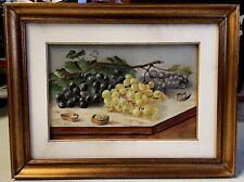 QUADRO DIPINTO OLIO TELA F. Forges NATURA MORTA AUTUNNALE TAVOLO UVA NOCI 1887