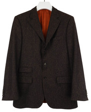 Scabal Giacca Uomo Xlarge Foderato Marrone Scuro Monopetto Cashmere Misto Seta