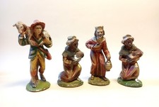 PERSONAGGI PRESEPE Antichi Composito Gesso Ceramica RE MAGI PASTORE 4 pz