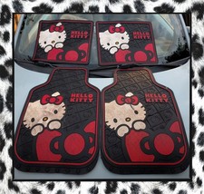 Tappetini auto Hello Kitty fiocco rosso + copriruota Y2K vintage Sanrio Kawaii