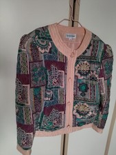 "Cerchi & Donati" Giacca di seta, vintage anni 80, taglia M, multicolore.