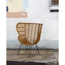 poltrona design rattan vimini etnico poltroncina da esterno giardino o interno