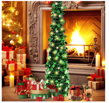 Albero di natale pieghevole alto 150cm . Con luci led 5m, Con pailettes
