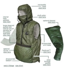 Rarissimo!! Gilet Kifaru Original PackLock con cappuccio e maniche - fogliame grande