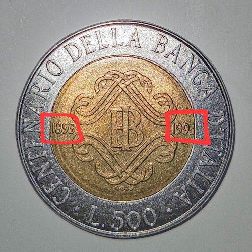 Errore conio 500 lire - di,