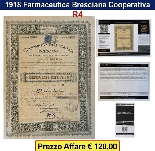 Certificato azionario storico - azionario,