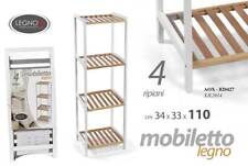 MOBILETTO SCAFFALE RIPIANI BAGNO CUCINA PORTA ASCIUGAMANI BIANCO MARRONE 110*34