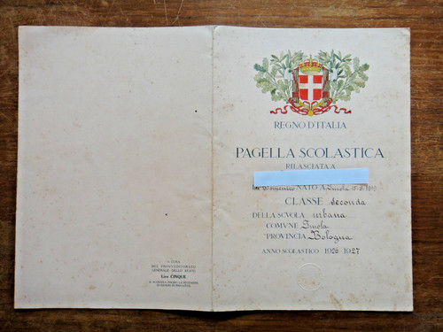 1927 pagella scolastica - 1927-pagella, scolastica-regno