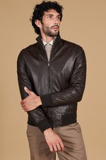 Bomber in Pelle Testa di Moro Uomo Giubbotto Giacca Vera Pelle Made in Italy
