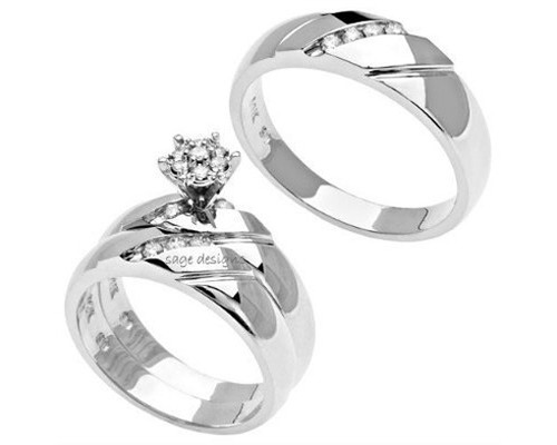 14k oro bianco trio diamante - oro,