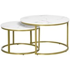 HOMCOM Set 2 Tavolini Rotondi