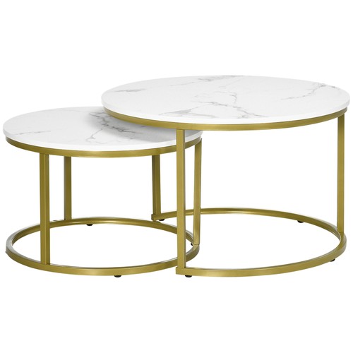 Homcom set tavolini rotondi - 2,