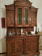 Coppia di mobili antichi in legno intagliato epoca fine '800