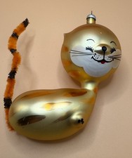 ORNAMENTO NATALIZIO VINTAGE TABBY GATTO GATTINO VETRO DE CARLINI ITALIA ITALIANA