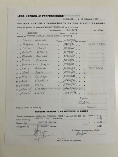 Cagliari vs atalanta - 17/06/73,