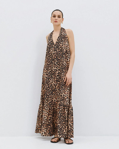 Abito leopardato con scollo - abito,