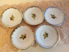 5 piattini dolce Eschenbach BAVARIA.Bordo argentato. Fiori.