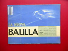 FIAT La Nuova Balilla 4 Marce 1937 Brossura Pieghevole Pubblicità Auto 