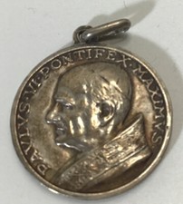 Ciondolo medaglia vintage originale argento 800 Pavlvs VI Pont Maximvs Papa Paolo VI