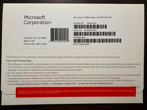 Microsoft windows home 64 - 10,