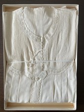 Camicia Da Notte Vintage taglia V lunga fino ai piedi in batista con plissé