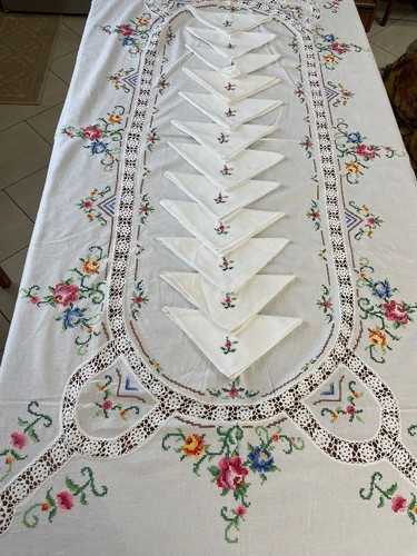 Tovaglia cotone bianco - , vintage