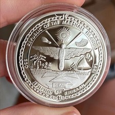 MARSHALL 1 ONCIA OZ 50 DOLLARI 1991 EROI DELLA TEMPESTA SILVER PURO 999 PROOF