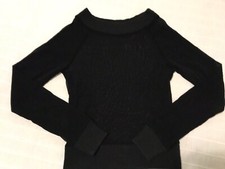 Maglia Maglietta Donna In Tulle Semi-Trasparente Nero Tg. Xs-S