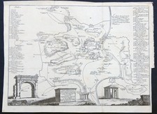 stampa antica pianta di Roma 1823 Ridolfino Venuti carta topografica antichità