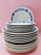 RICHARD GINORI 18 PIATTI CIOTOLA DIAMONDSTONE LAVENO FIORI AZZURRI BLU VINTAGE