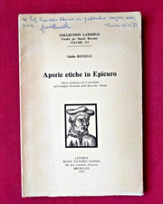 APORIE ETICHE IN EPICURO - Guido Bonelli 1979 - Con dedica autografa dell'autore